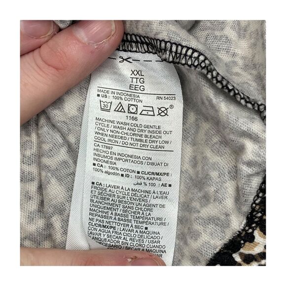 Old Navy Blouse Top Women's 2XL Brown Leopard Print 100% Cotton Knit Round Neck - Picture 7 of 7